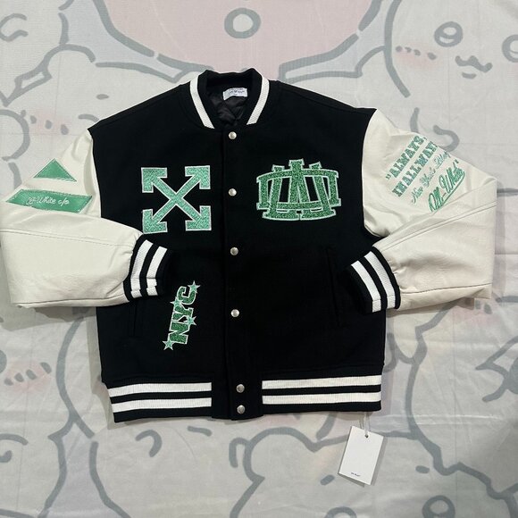 Off-White Multicolor Unisex Baseball Cardigan Jacket - Picture 1 of 6